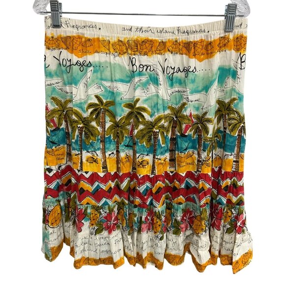 Jams World Bon Voyage Hattie Tropical Print Skirt XL Colorful Elastic Waist - Picture 2 of 10
